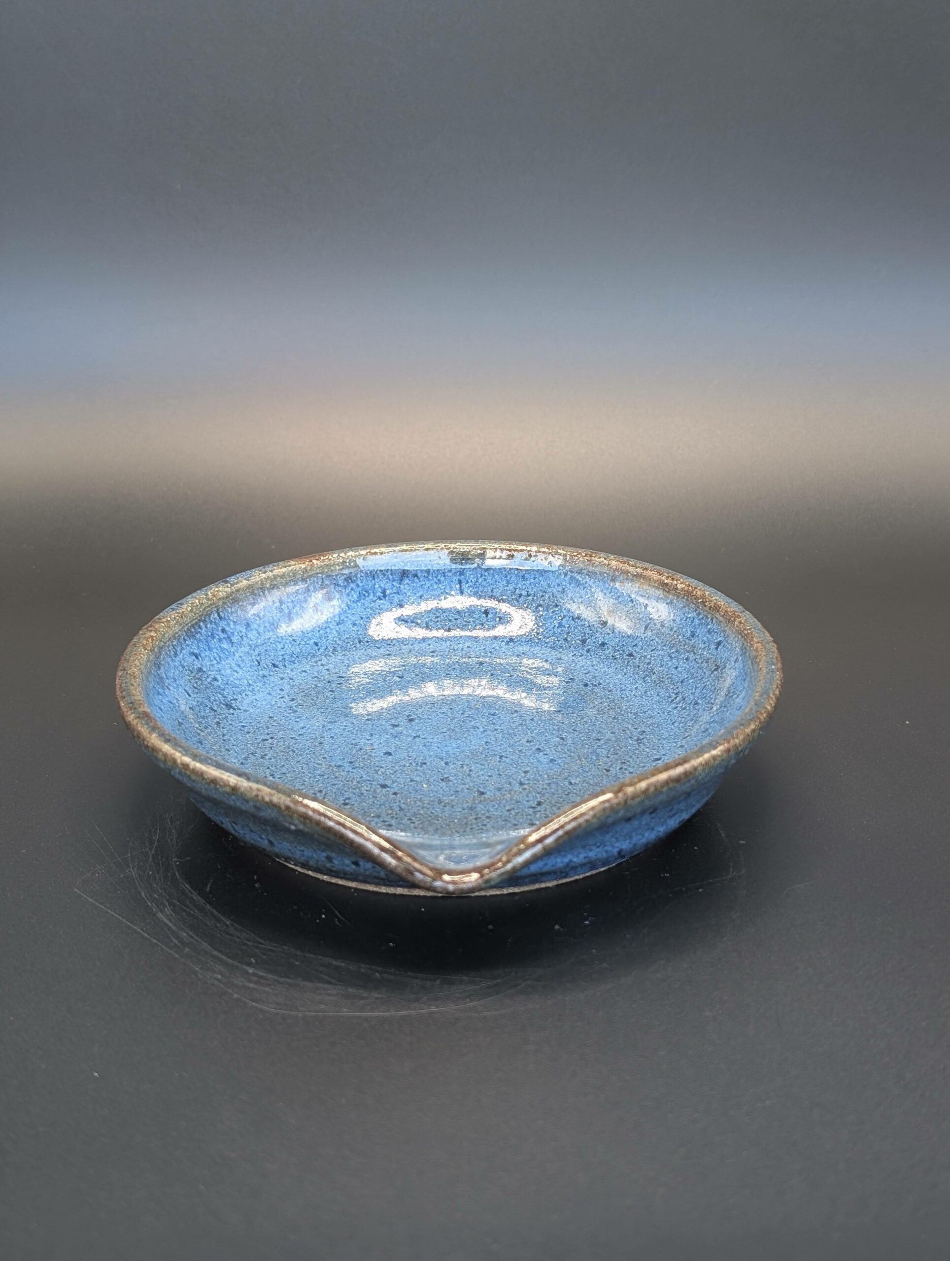 Handmade Stoneware Spoon Rest – Kulli Okchakko Blue Glaze